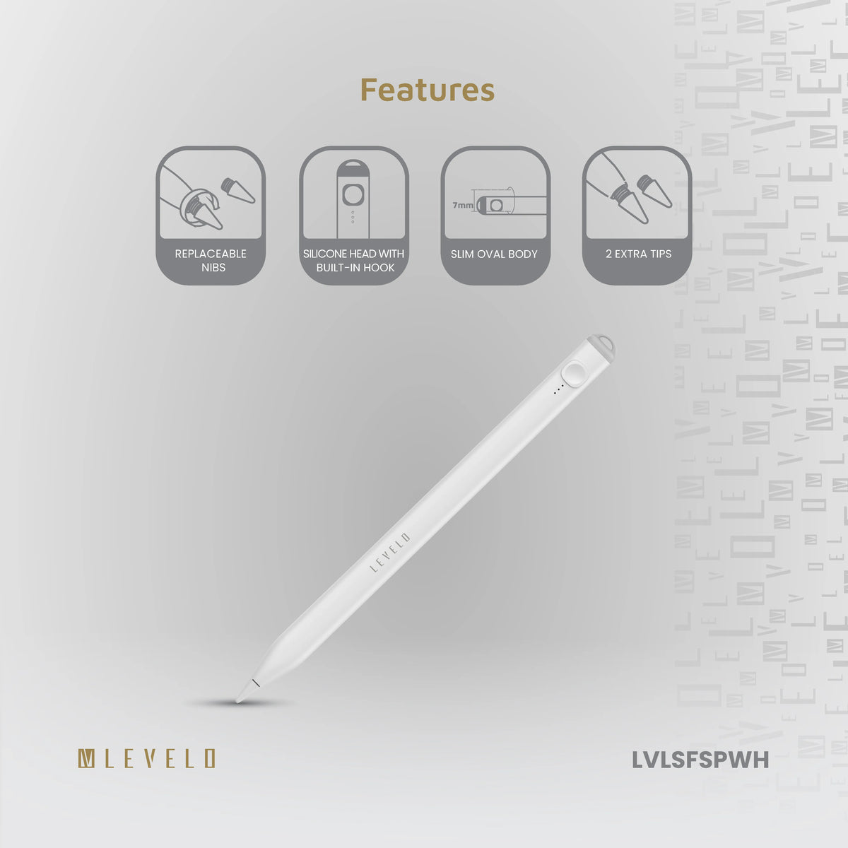 قلم ليفيلو Skyflex لأجهزة iPad – أبيض – تفاصيل المنتج والعبوة
