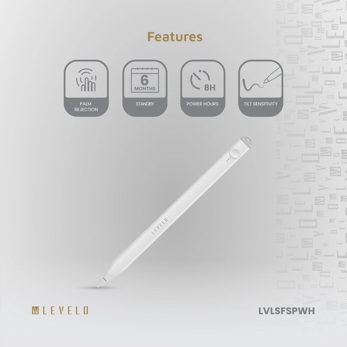 قلم ليفيلو Skyflex لأجهزة iPad – أبيض – تفاصيل المنتج والعبوة