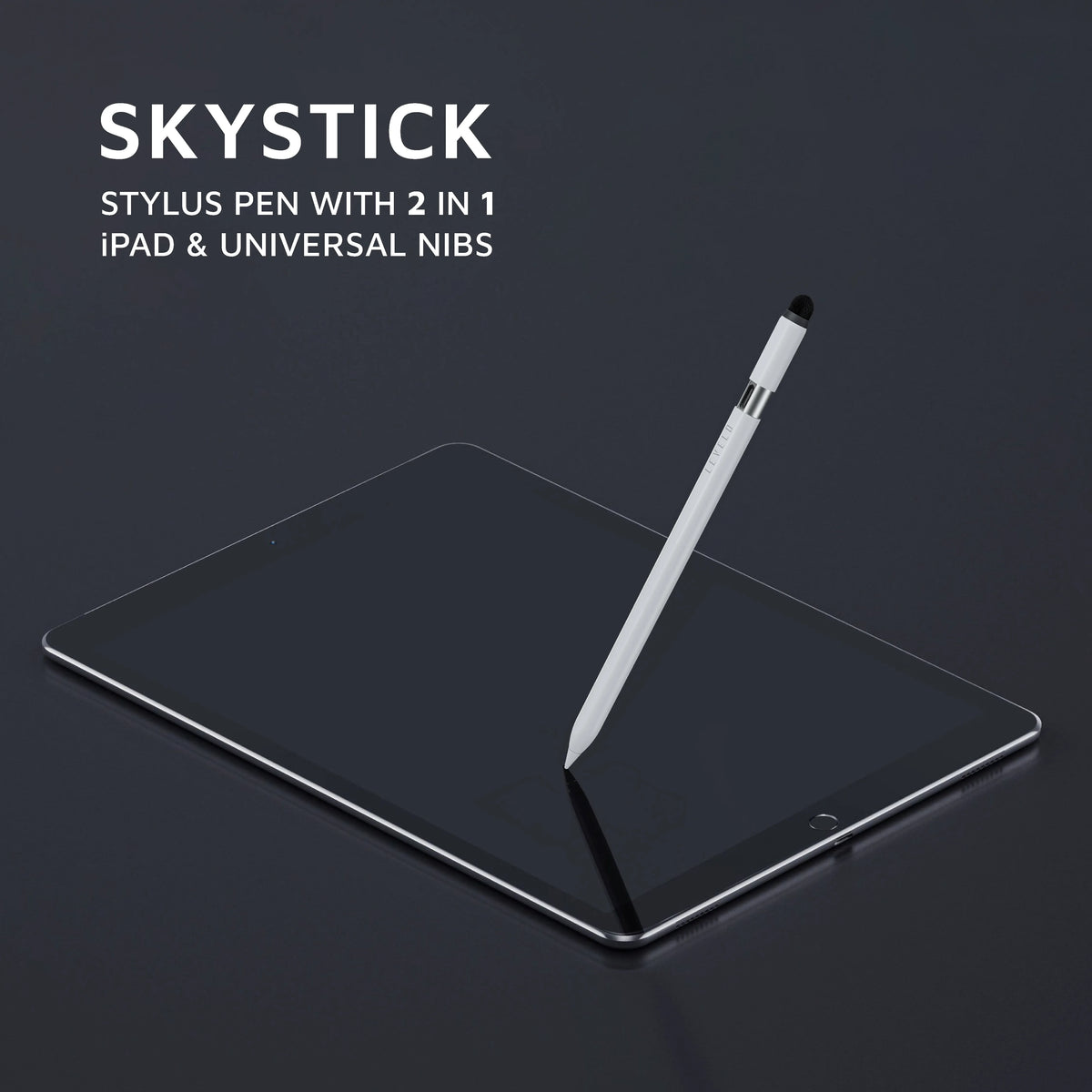 قلم ليفيلو Skystick ثنائي الرأس للآيباد وشاشات اللمس – أبيض – تفاصيل المنتج والعبوة
