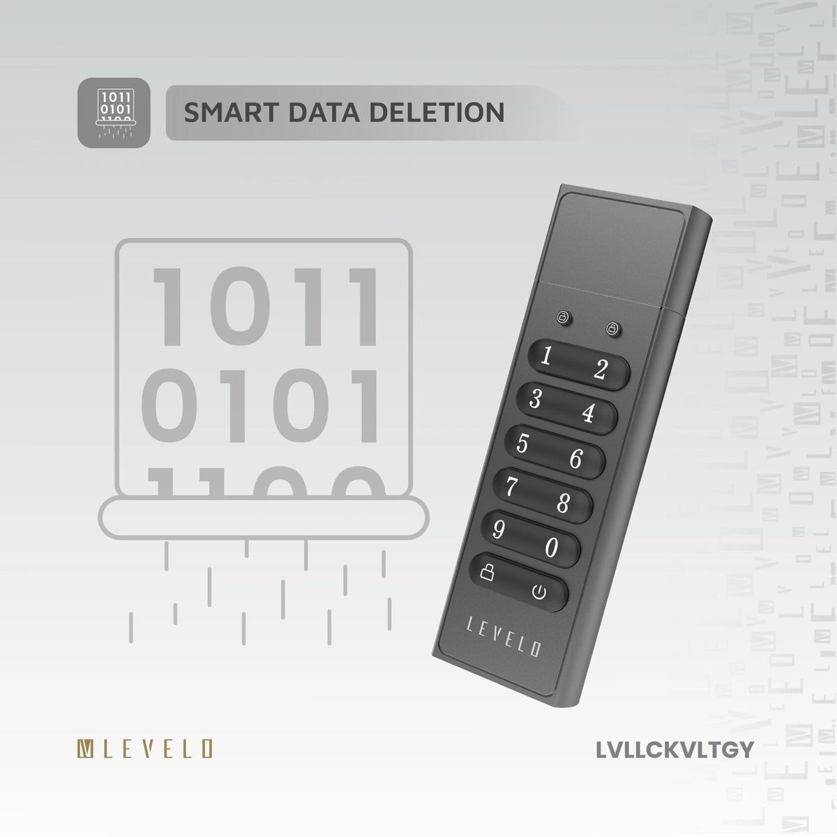 ذاكرة USB ليفيلو Lockvault المشفّرة بسعة 128 جيجابايت ولوحة أرقام – صورة المنتج