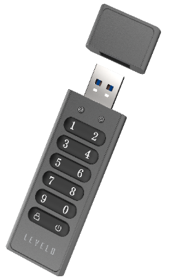 ذاكرة USB ليفيلو Lockvault المشفّرة بسعة 128 جيجابايت ولوحة أرقام – تفاصيل المنتج والعبوة