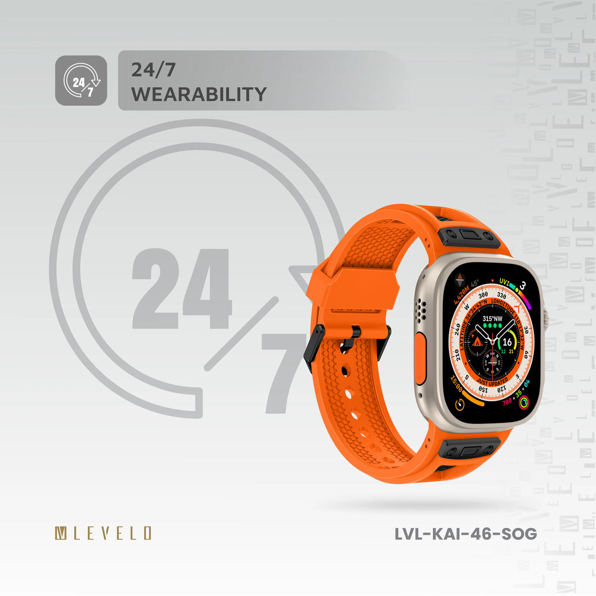 سوار ليفيلو Kai لساعة أبل ووتش 49 و46 مم – تفاصيل المنتج والعبوة