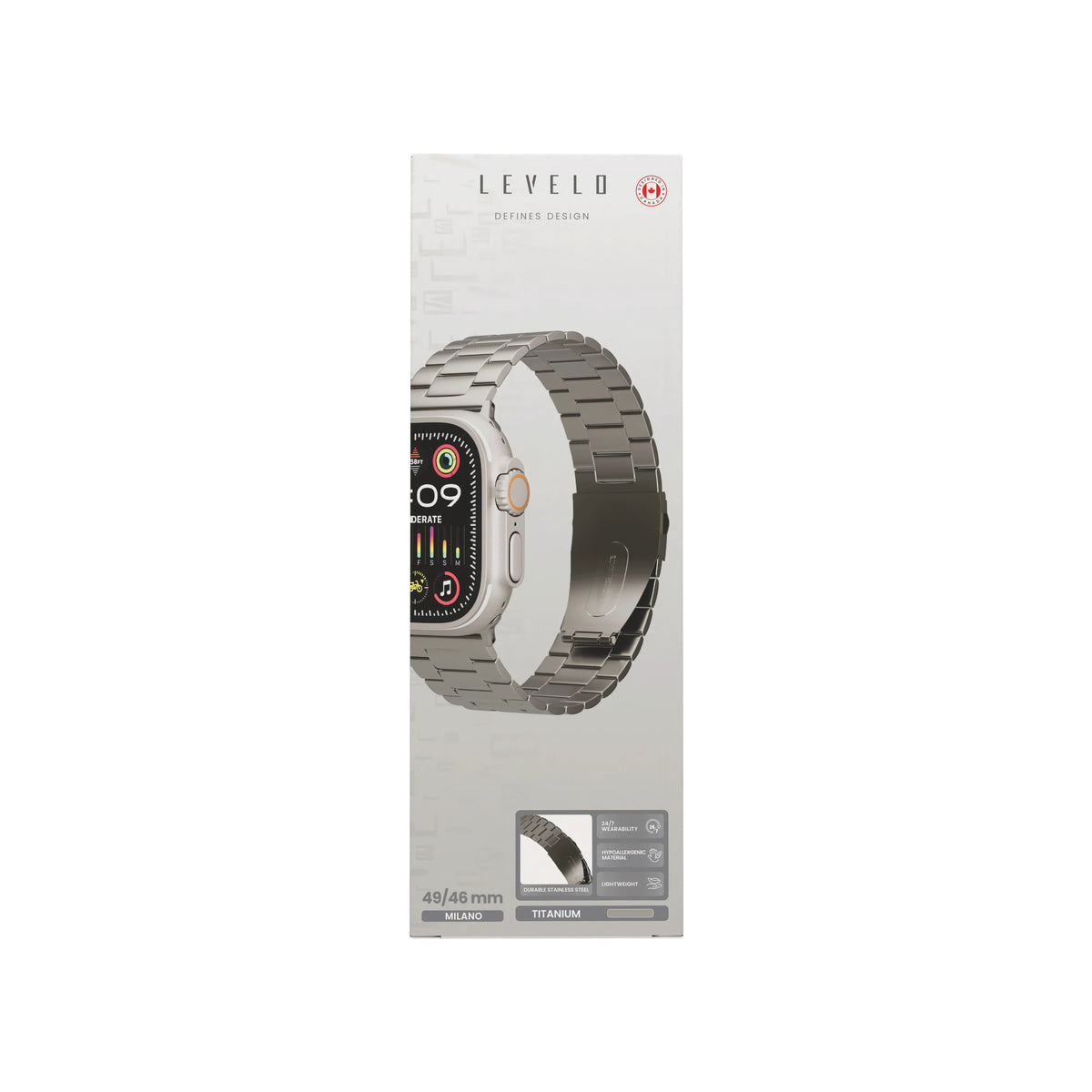 سوار معدني ليفيلو Monet لساعة Apple Watch ‏49 مم – تفاصيل المنتج والعبوة