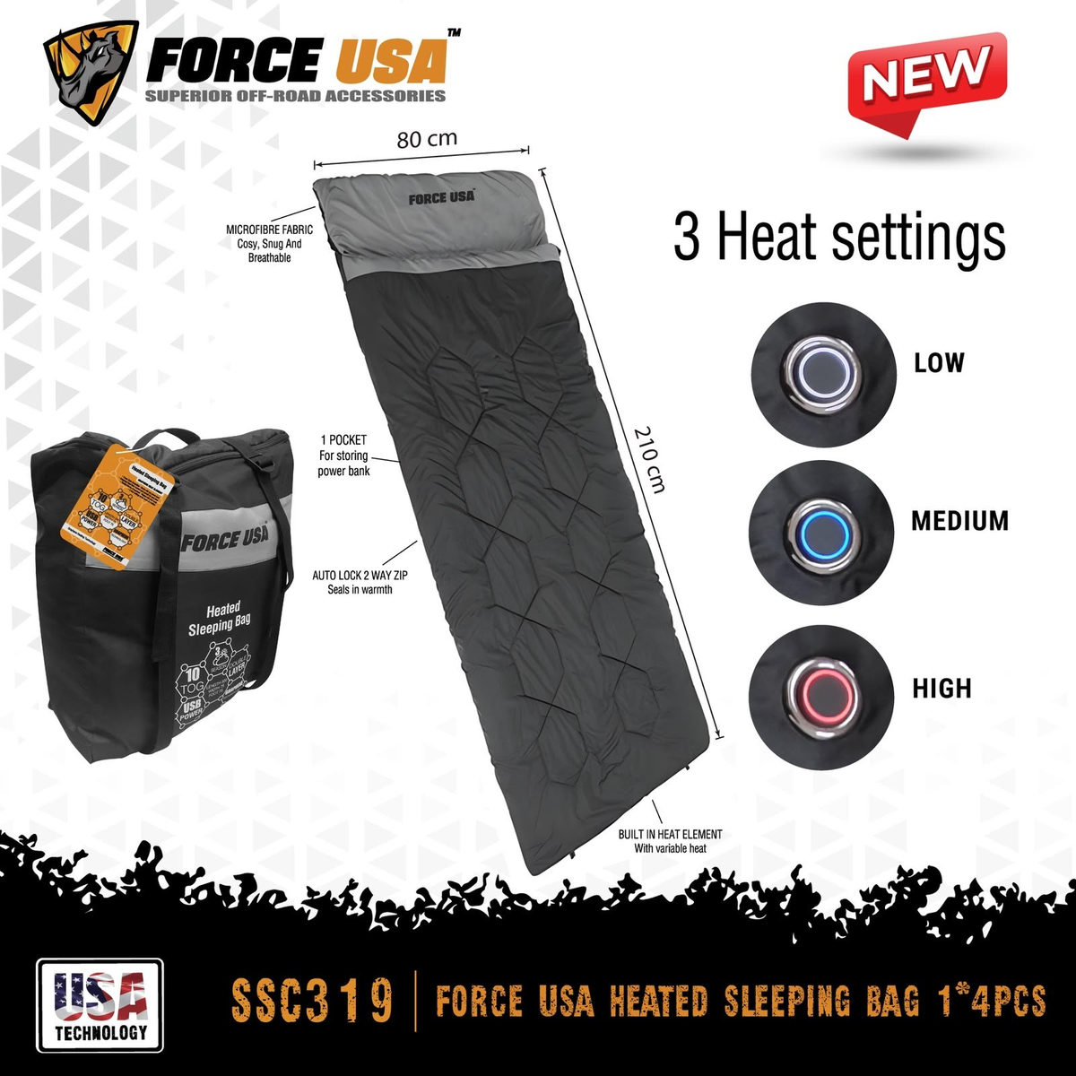 كيس نوم مدفأ | FORCE USA HEATED SLEEPING BAG