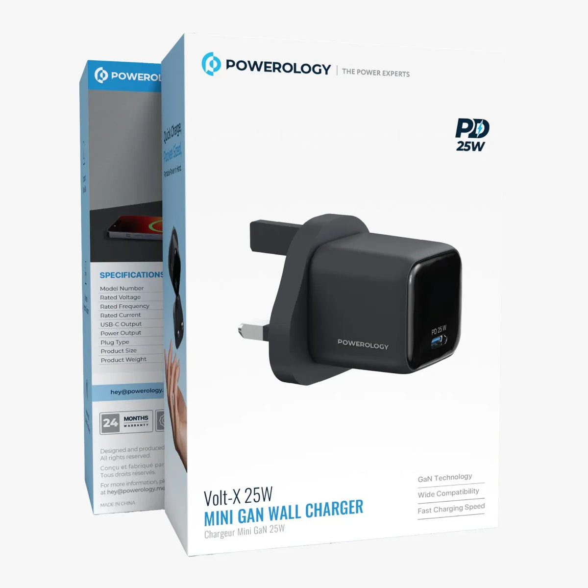 Powerology Volt-X 25 W Mini Gan Wall Charger Chargeur Mini Gan 25 W - Black – image 2
