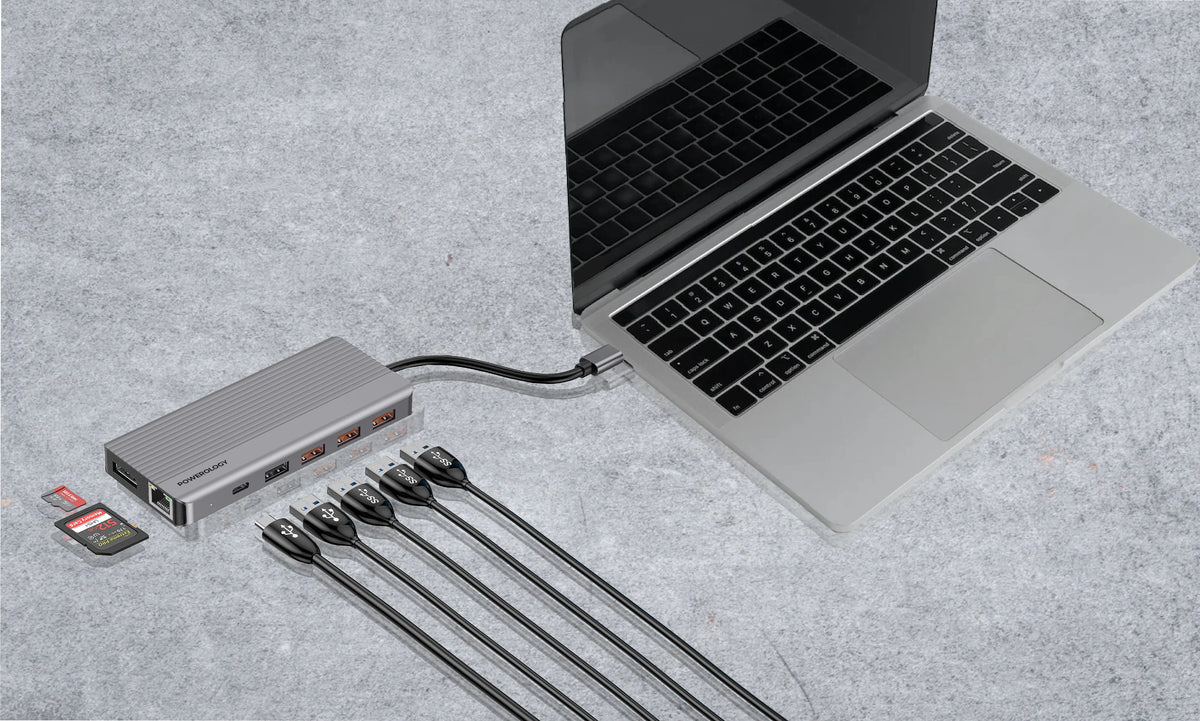 Powerology 12 in 1 Hdmi Displayport USB C Hub Ethernet Gray – image 3