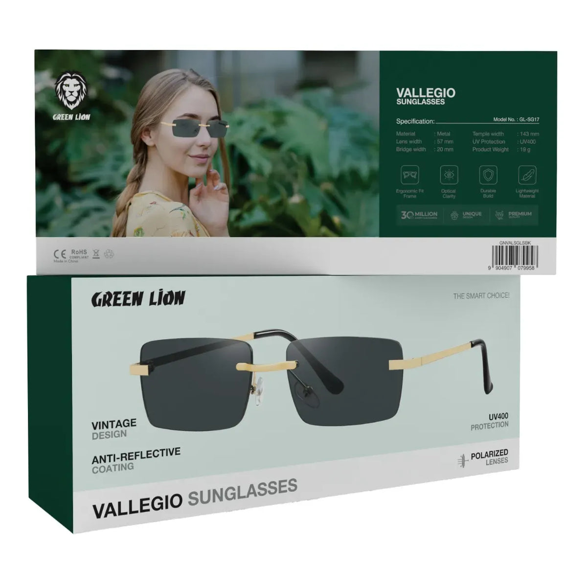 Green Lion Vallegio Sunglasses Black – image 4