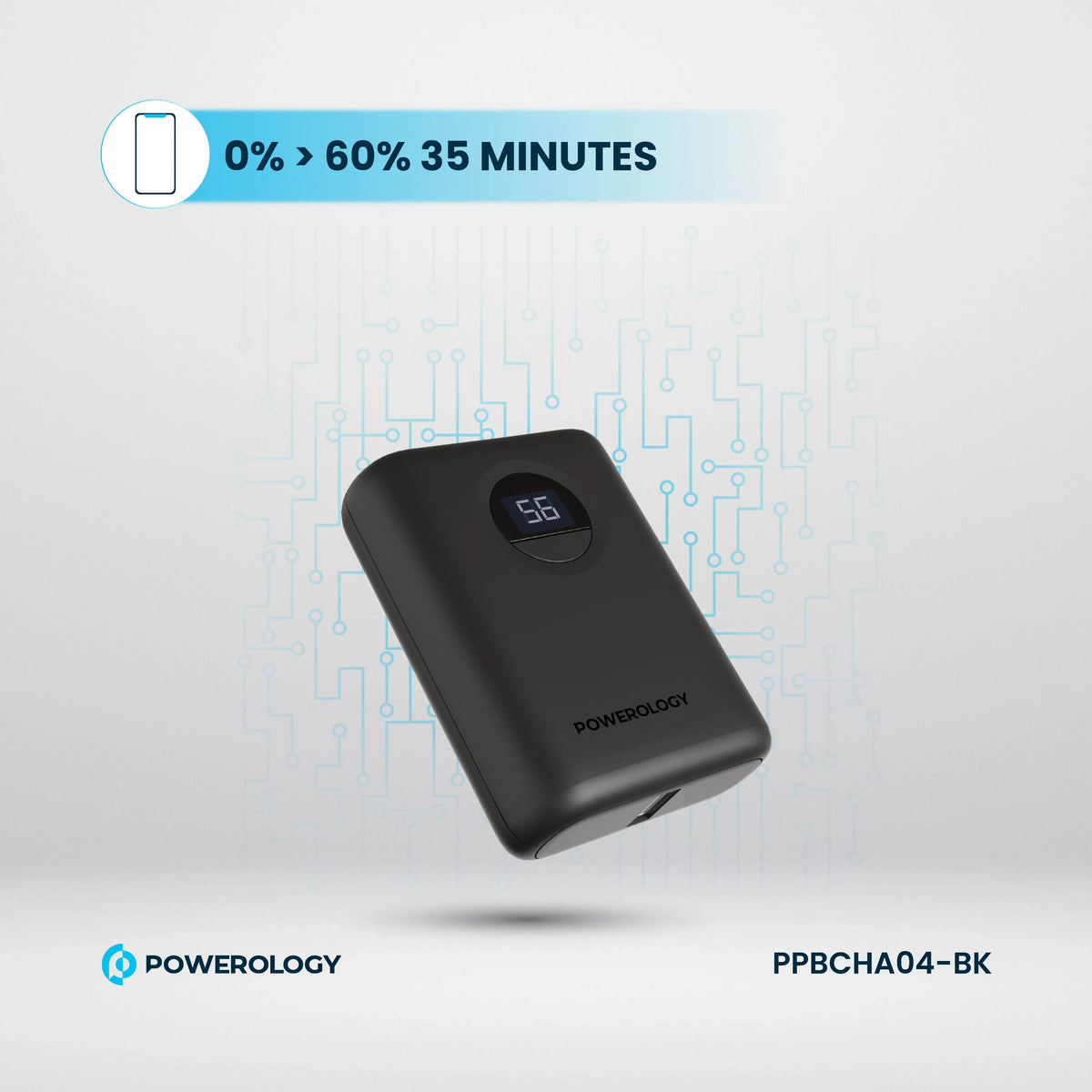 C Powerology Ultra Compact Power Bank 10000mAh PD 20w C to C 60w – image 1