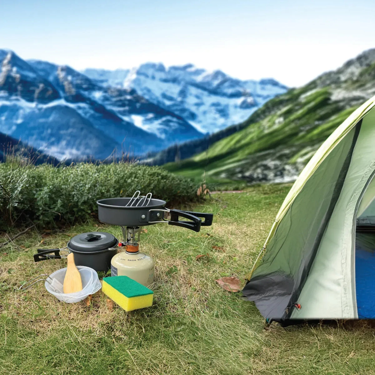 Green Lion 7 in 1 Camping Cookware Black – image 3