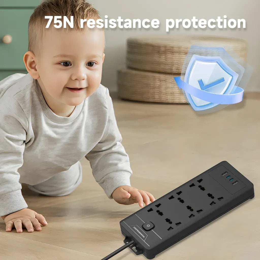 Powerology 6ac 2500w Power Strip Black – image 5