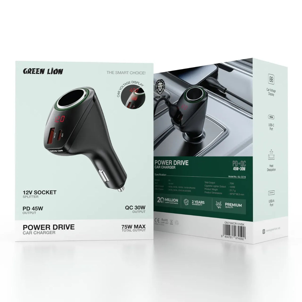 Green Lion Power Drive 75w Car Charger Black – image 4