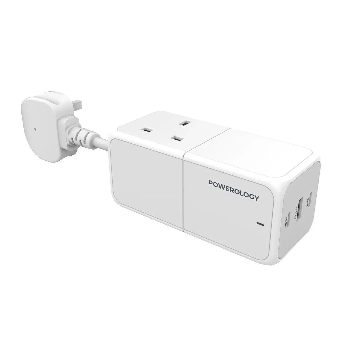 Powerology 65 WPower Strip With Dual Power Sockets - White