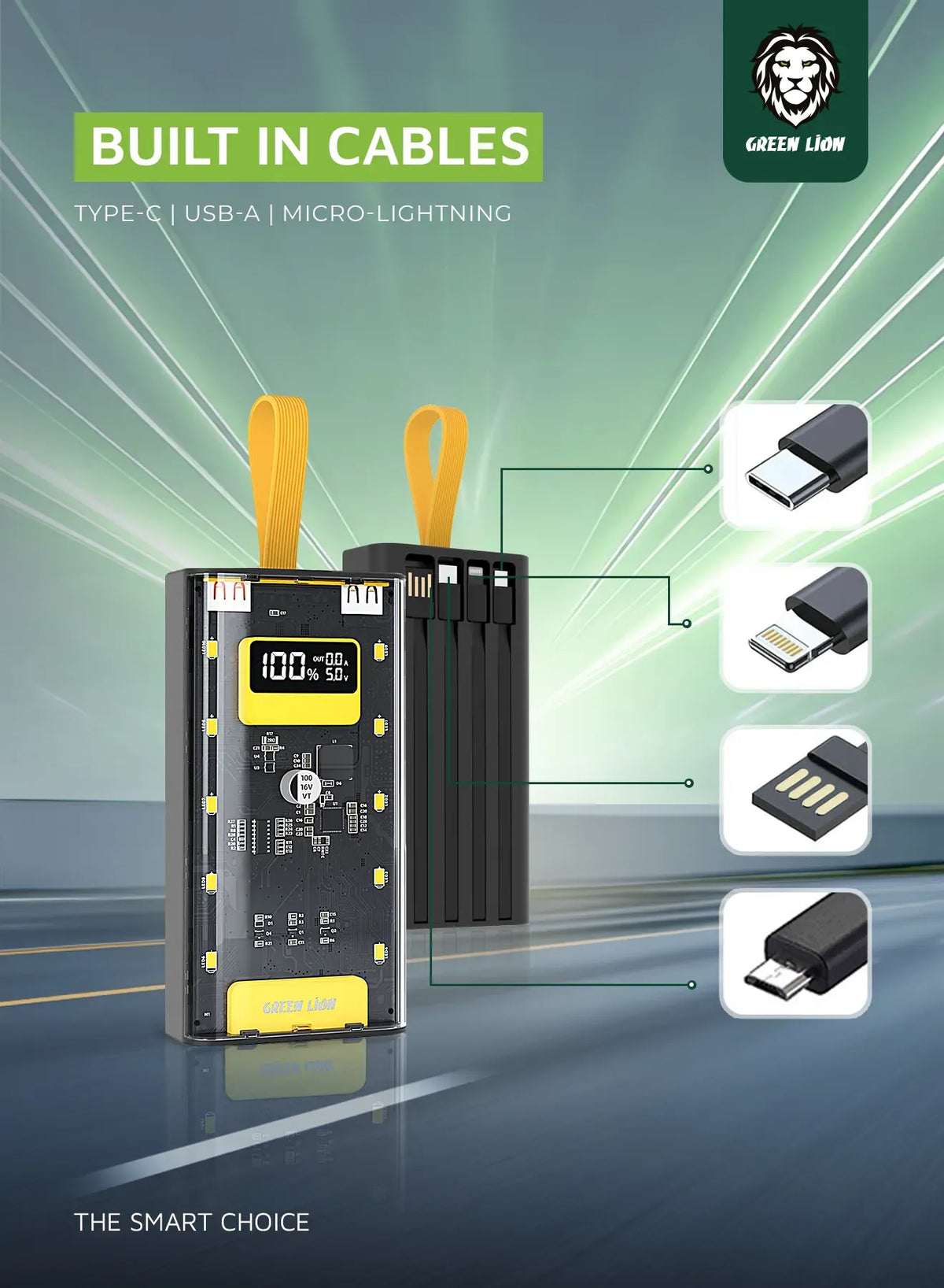 Green Lion Transparent Pro 10000mAh Power Bank Black – image 8