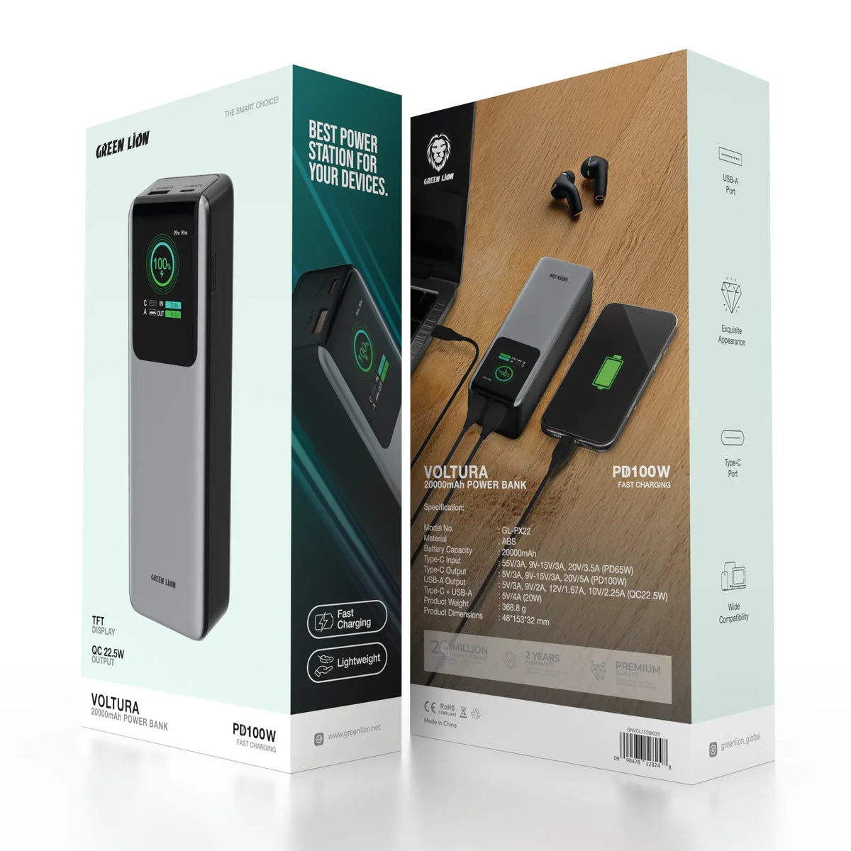 Green Lion Voltura 20000mAh Power Bank Pd100w Grey – image 9