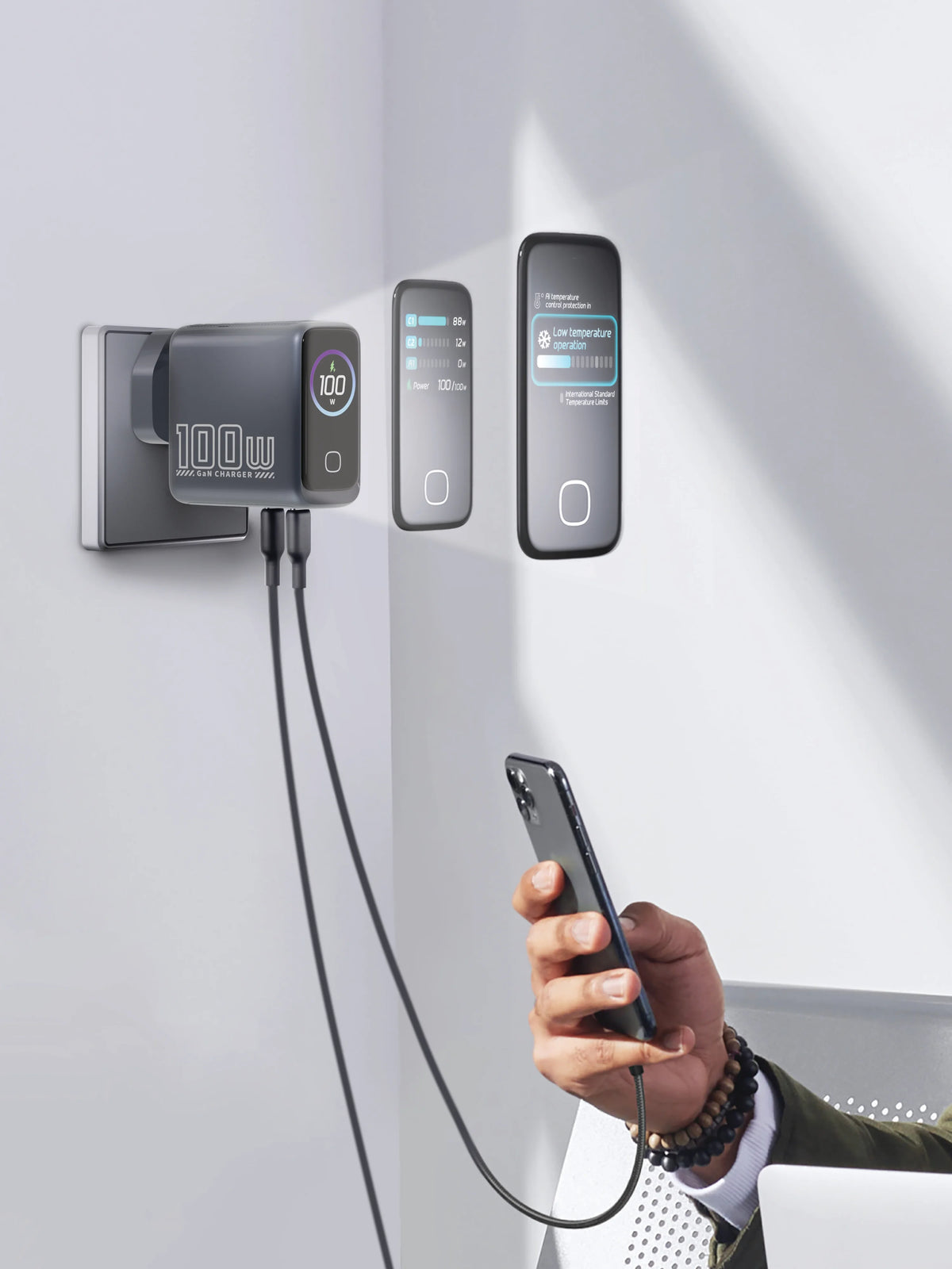 Powerology Voltflow 100w Avs Gan Wall Charger Gray – image 3