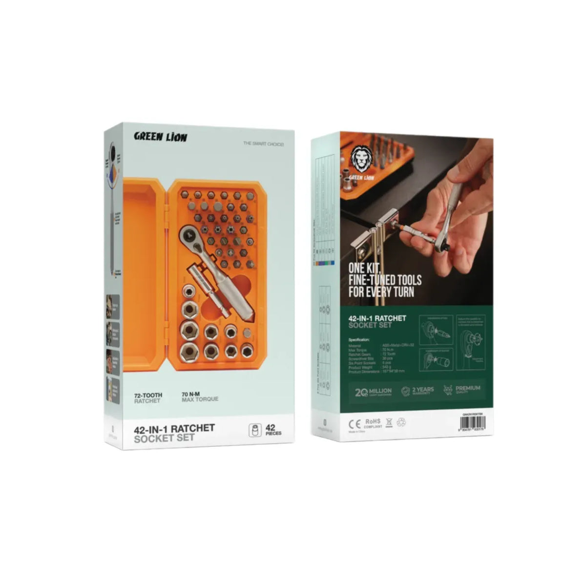Green Lion 42-IN-1 Ratchet Socket Set - Black – image 2
