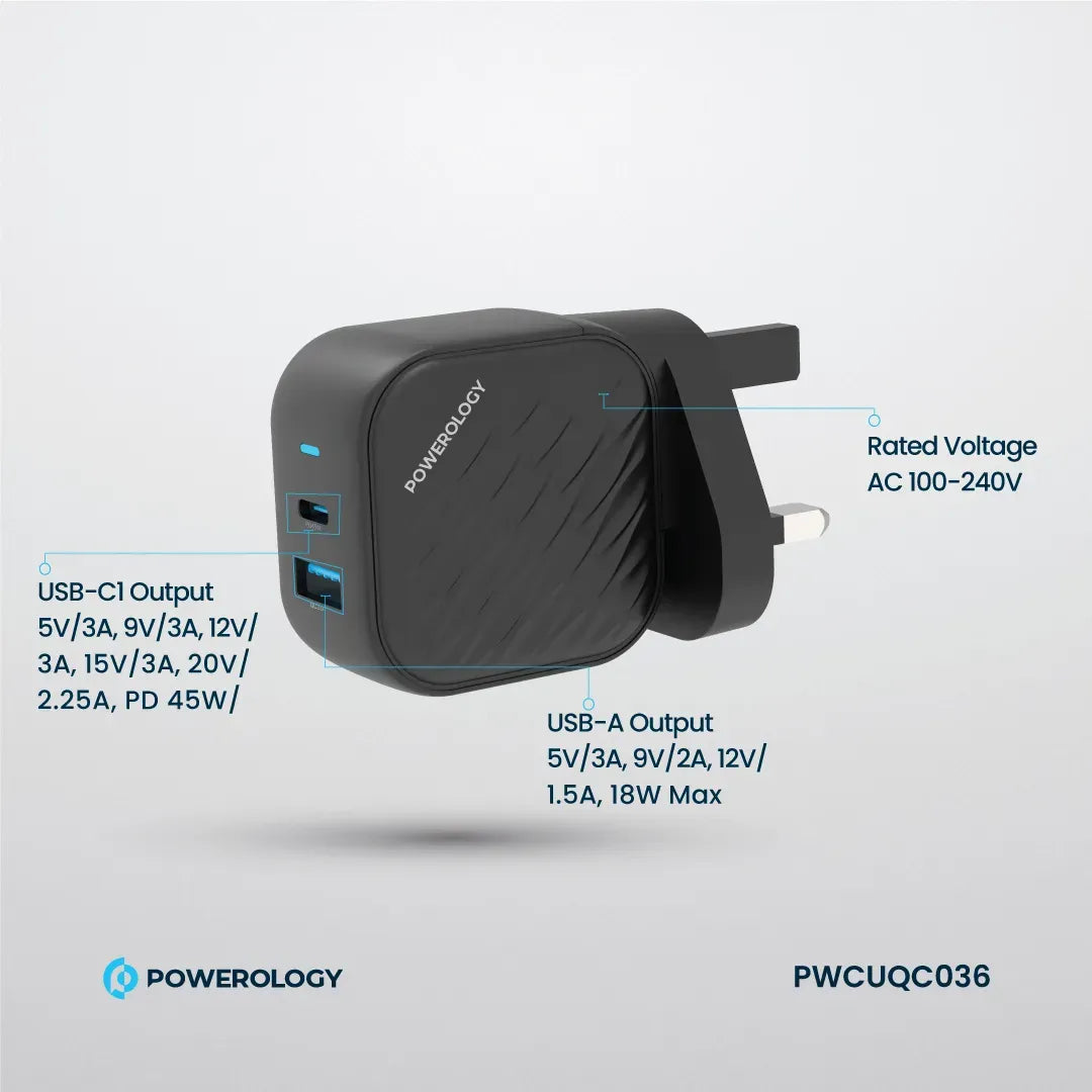 Powerology Gan Dual Port Wall Charger Black – image 9