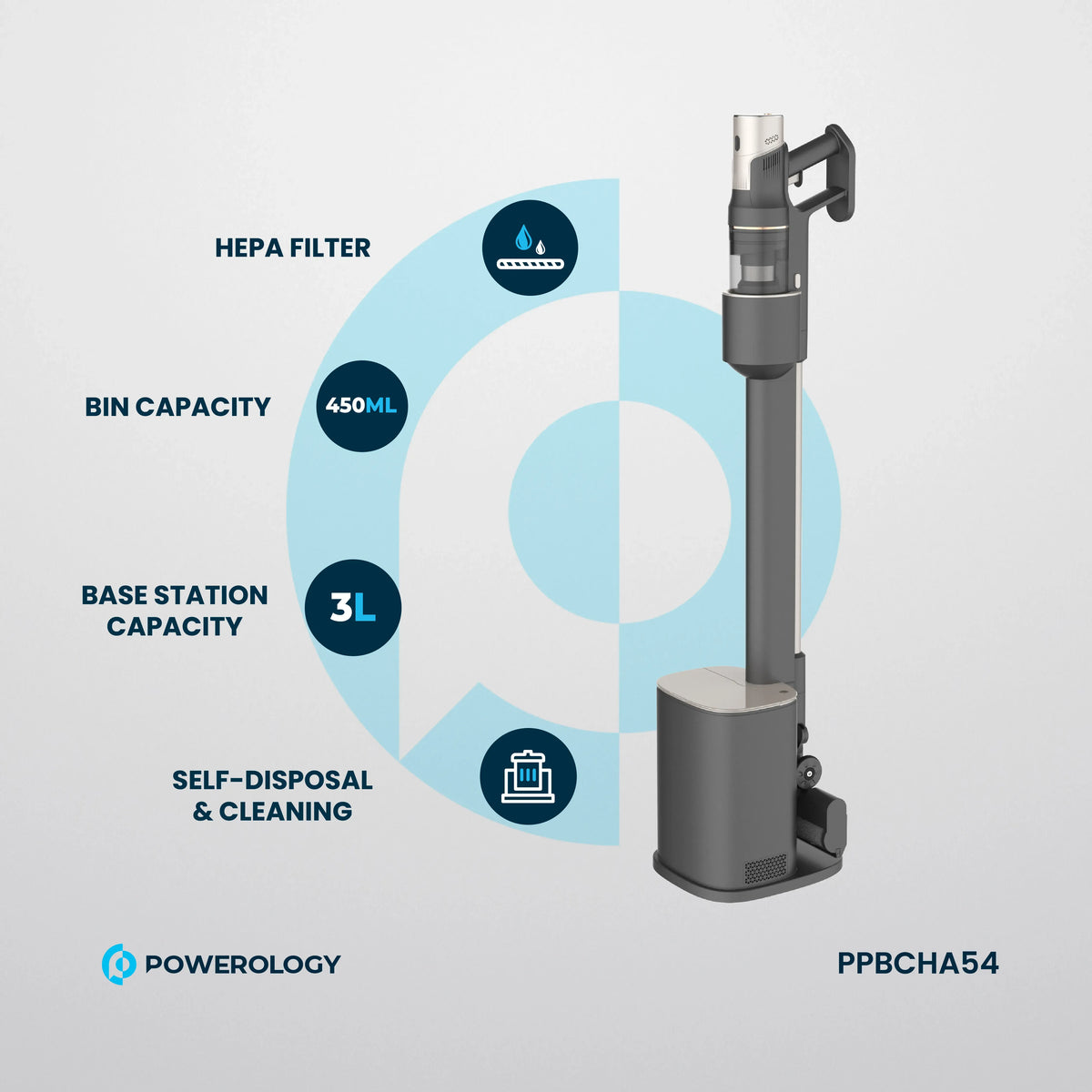 Powerology Cordless Vacuum Auto Disposal Charging Black – image 8