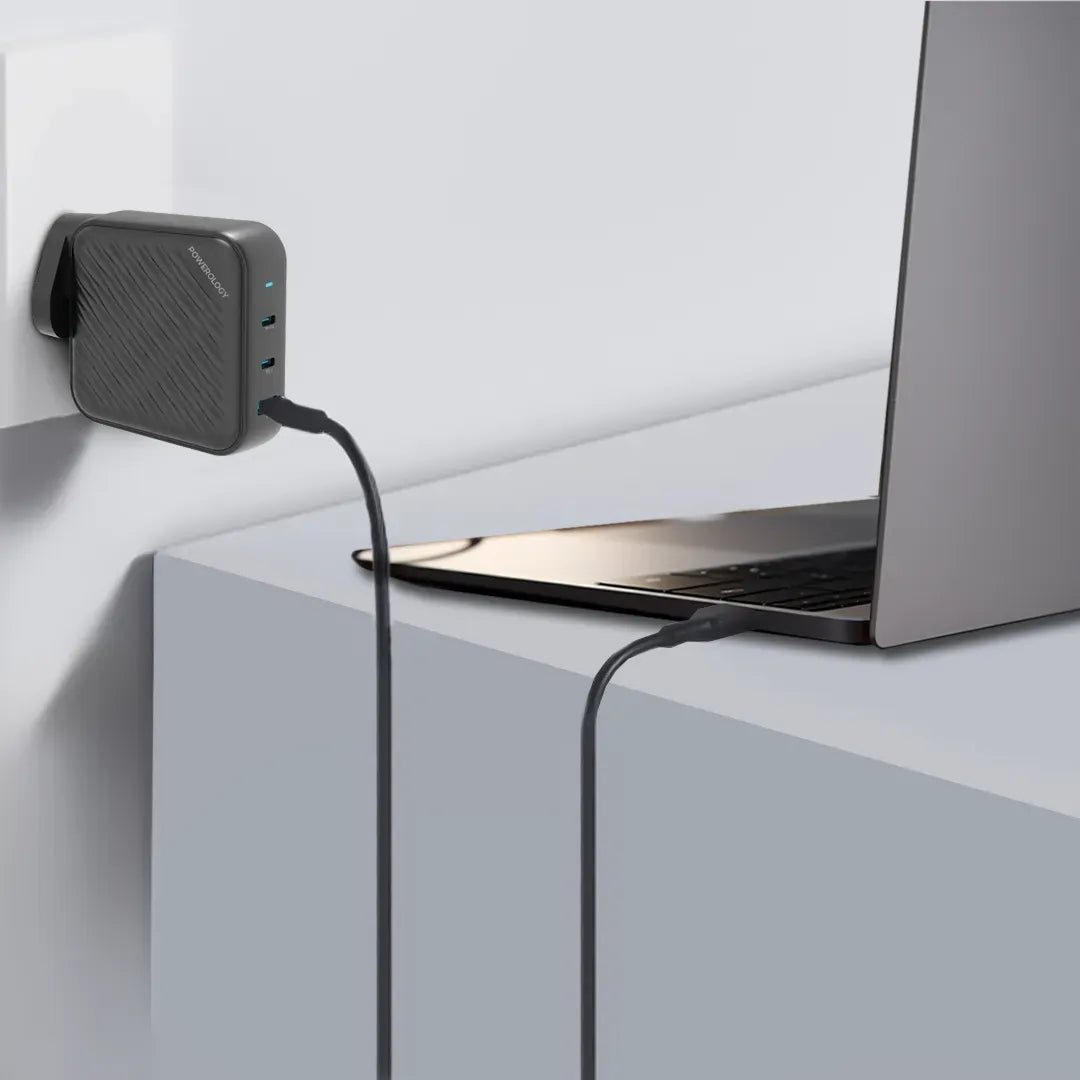 Powerology 140w PD QC 2xusb C and 1xusb A Gan Charger Uk Black – image 19
