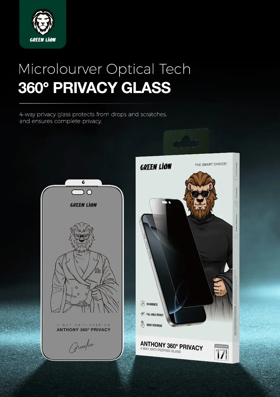 Green Lion ANTHONY 360° Privacy Screen Protector 4-Way Anti-Peeping Glass - Black Edge/Privacy – image 12