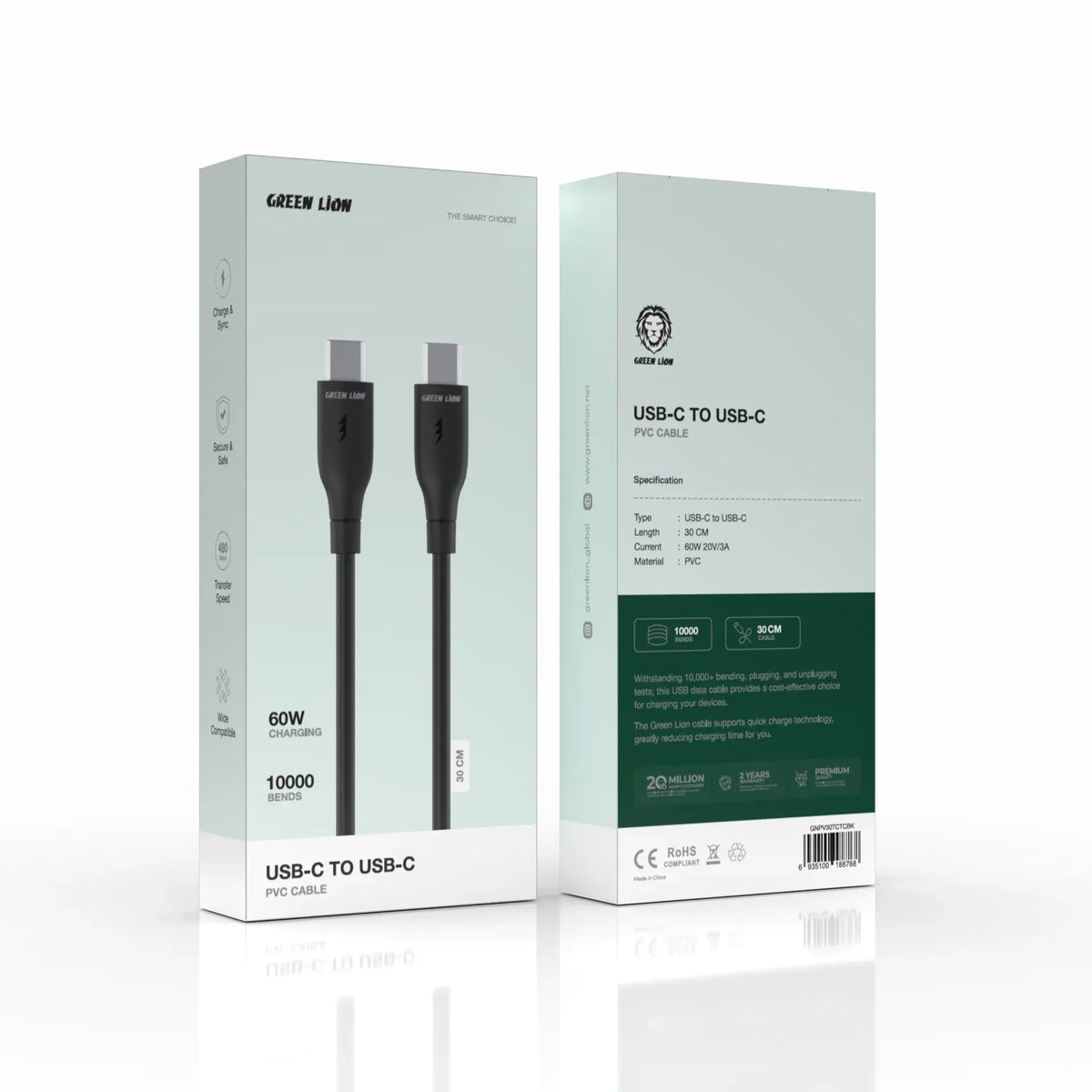 Green Lion USB C to USB C Pvc Cable Black – image 2