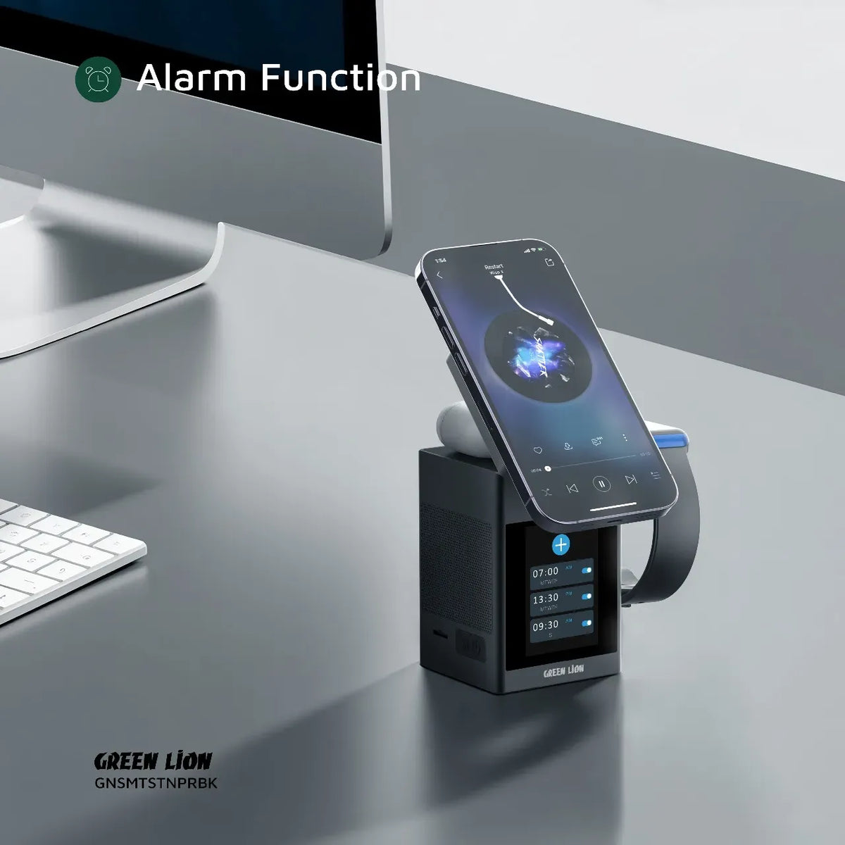 Green Lion Smart Station Pro LCD Display Wireless Charger with Speaker Black – image 16