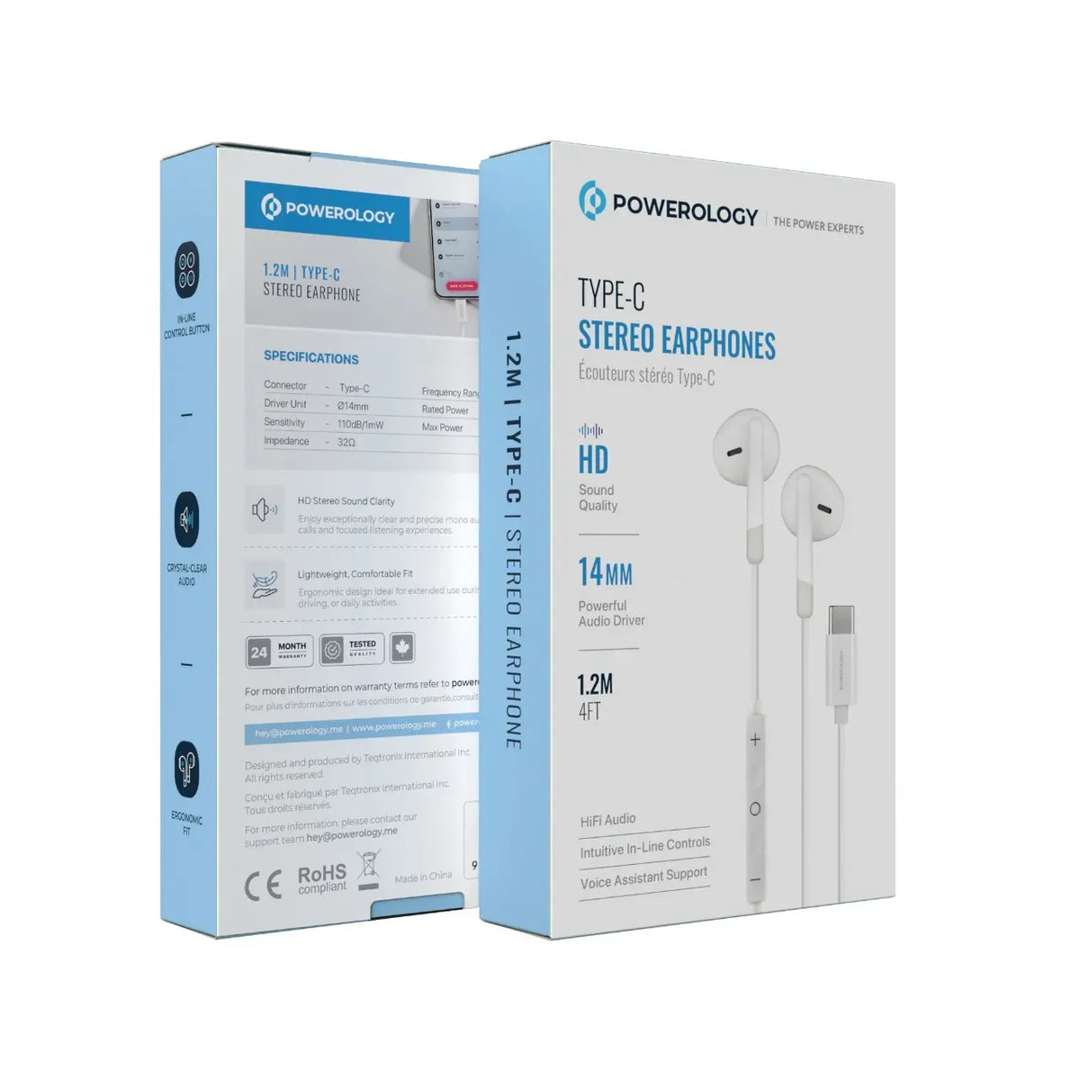 Powerology Type-CStereo Earphones - White – image 2