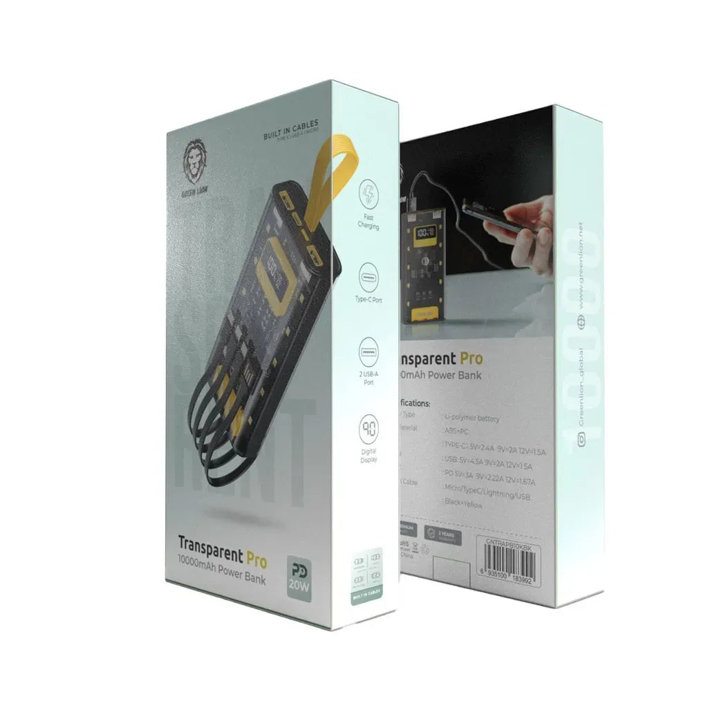 Green Lion Transparent Pro 10000mAh Power Bank Black – image 2