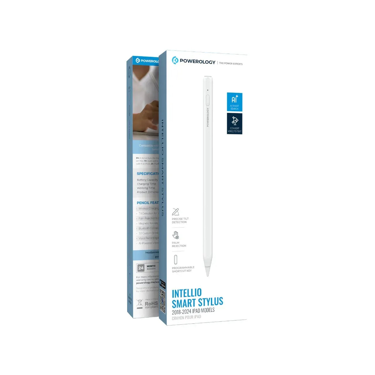 Powerology Intellio Smart Stylus for 2018 2024 Ipad Models White – image 3