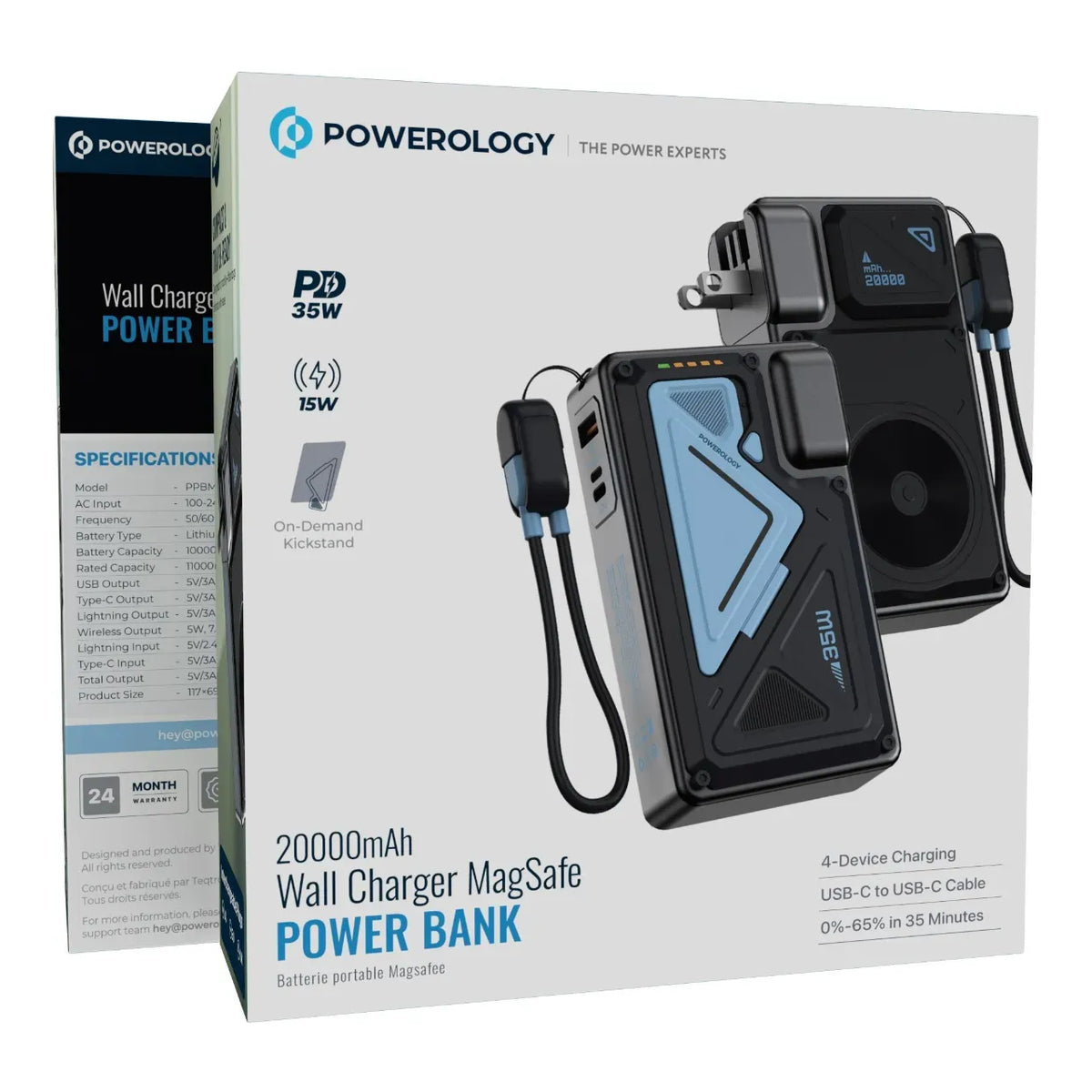 Powerology Wall Charger Mag Safe Power Bank 20000 m Ah PD 35 W - Black – image 2