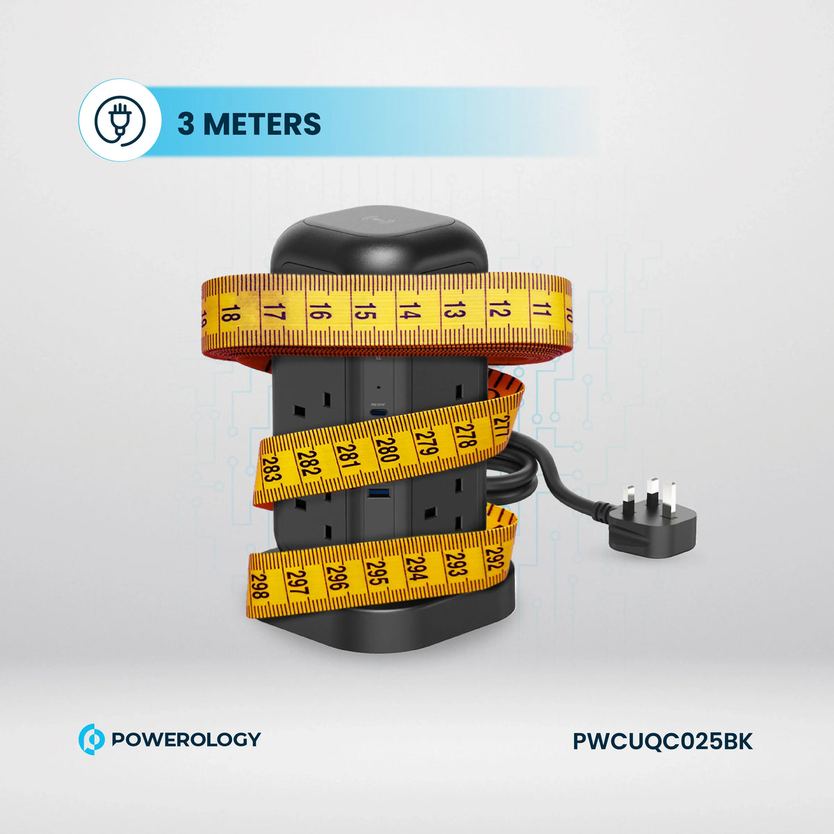 Powerology 12 AC Sockets Gan Tower Hub Black – image 20