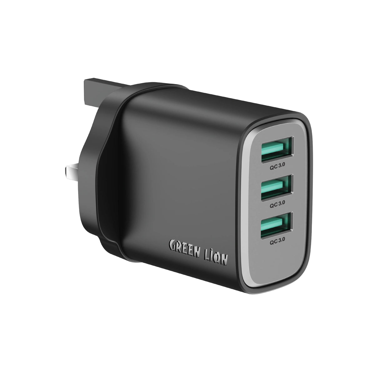 Green Lion SUPRA 24 WGa N UKWall Charger 3*USBA - Black