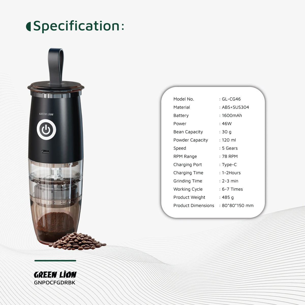 Green Lion Portable Coffee Grinder Black – image 14