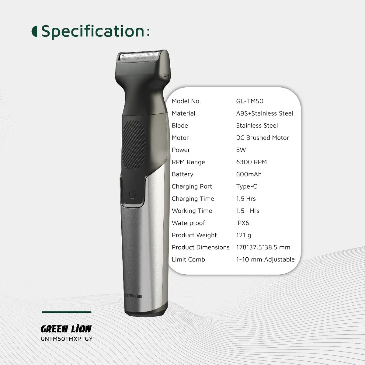 Green Lion 3 in 1 Expert Hair Trimmer Shaver Gray – image 6