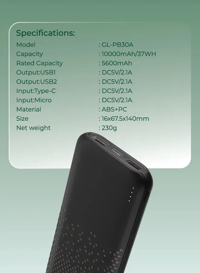 Green Lion Rome Ultra Slim Power Bank 10000mAh Black – image 8