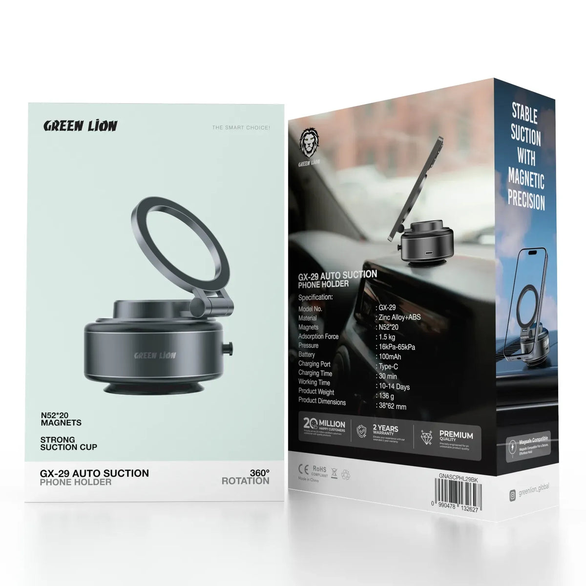 Green Lion Gx 29 Auto Suction Phone Holder Matte Black – image 13