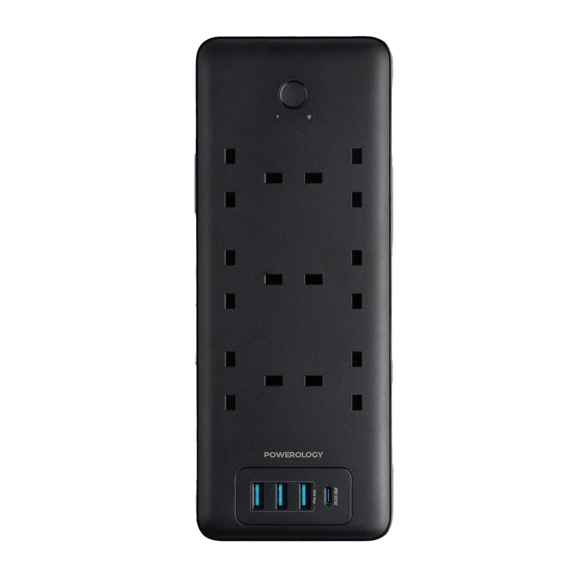 Powerology 48w 6ac 1x PD USB C and 3x QC USB A Power Strip with Uk Plug Black – image 5