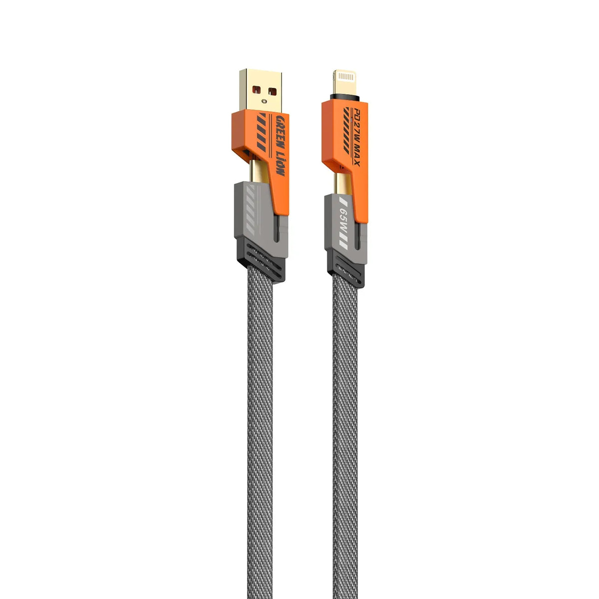 Green Lion 2 in 2 Braided Fast Charging Cable 65 W 1.2 M - Orange – image 3