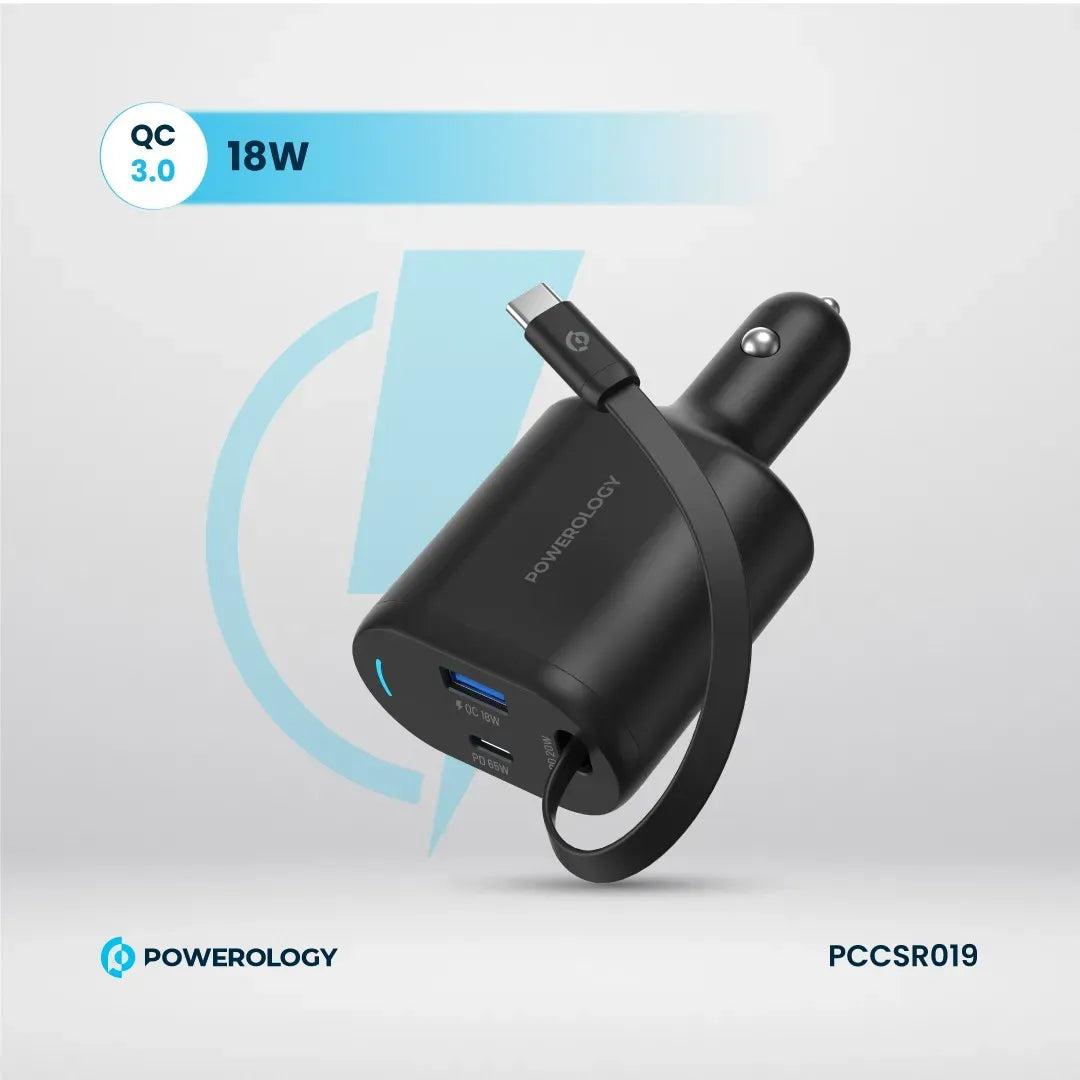 Powerology Type C Retractable Car Charger 103w Black – image 12