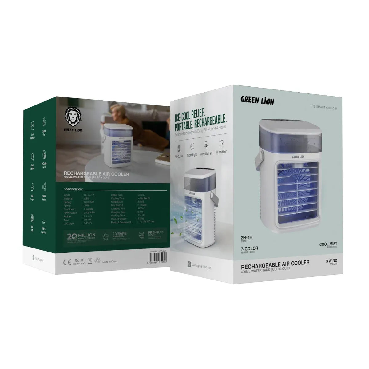 Green Lion Rechargeable Air Cooler Fan - White – image 6