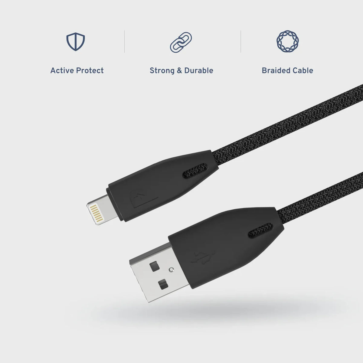 Powerology Braided USB-A to Lightning Cable - Black – image 6