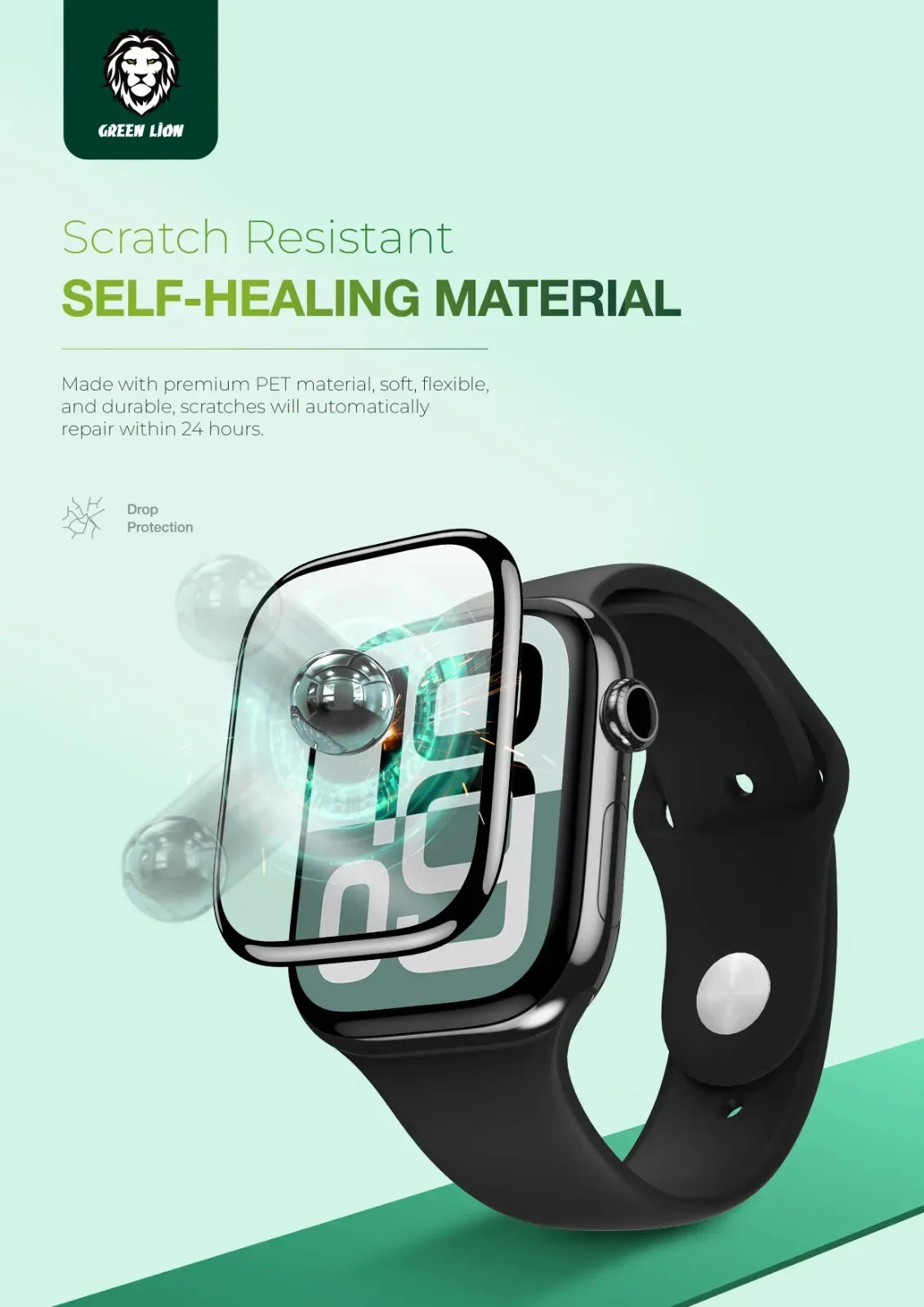 Green Lion 3 DScreen Protectorfor Apple Watch - Clear – image 2