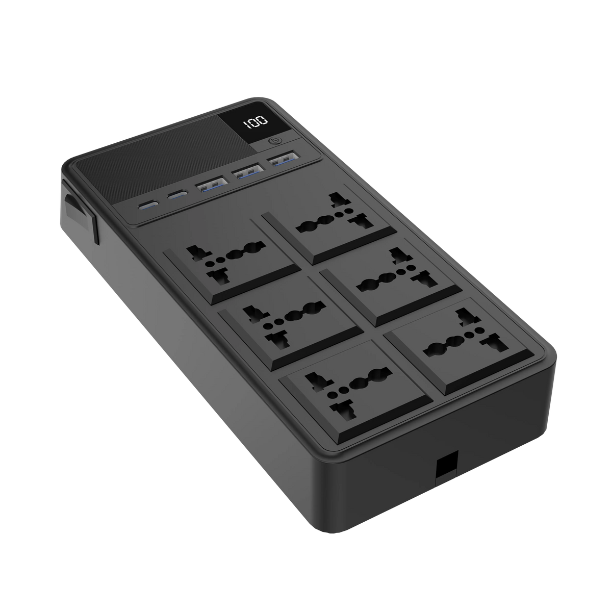 Powerology 2500w 6ac Power Strip with Built in Retractable Cables Black – image 20