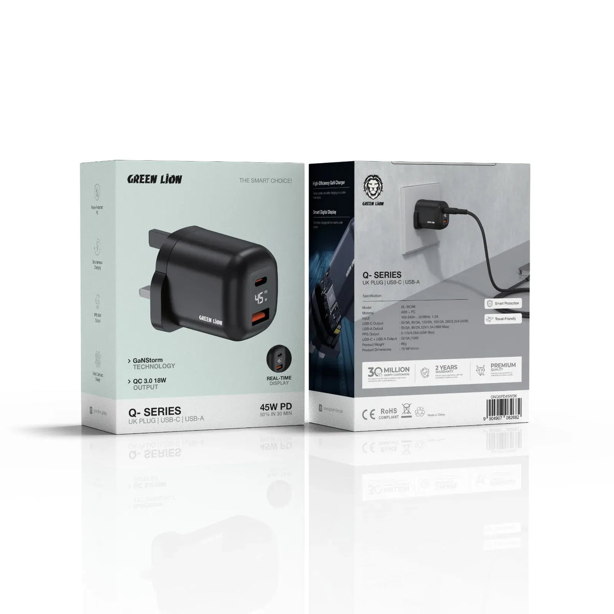 Green Lion Q Series Uk Plug USB C USB A Black – image 2