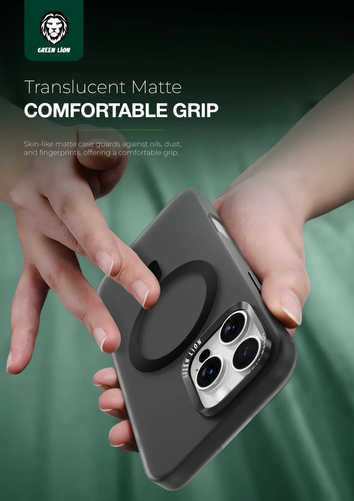 Green Lion Matte Mag Safe X Case - Black