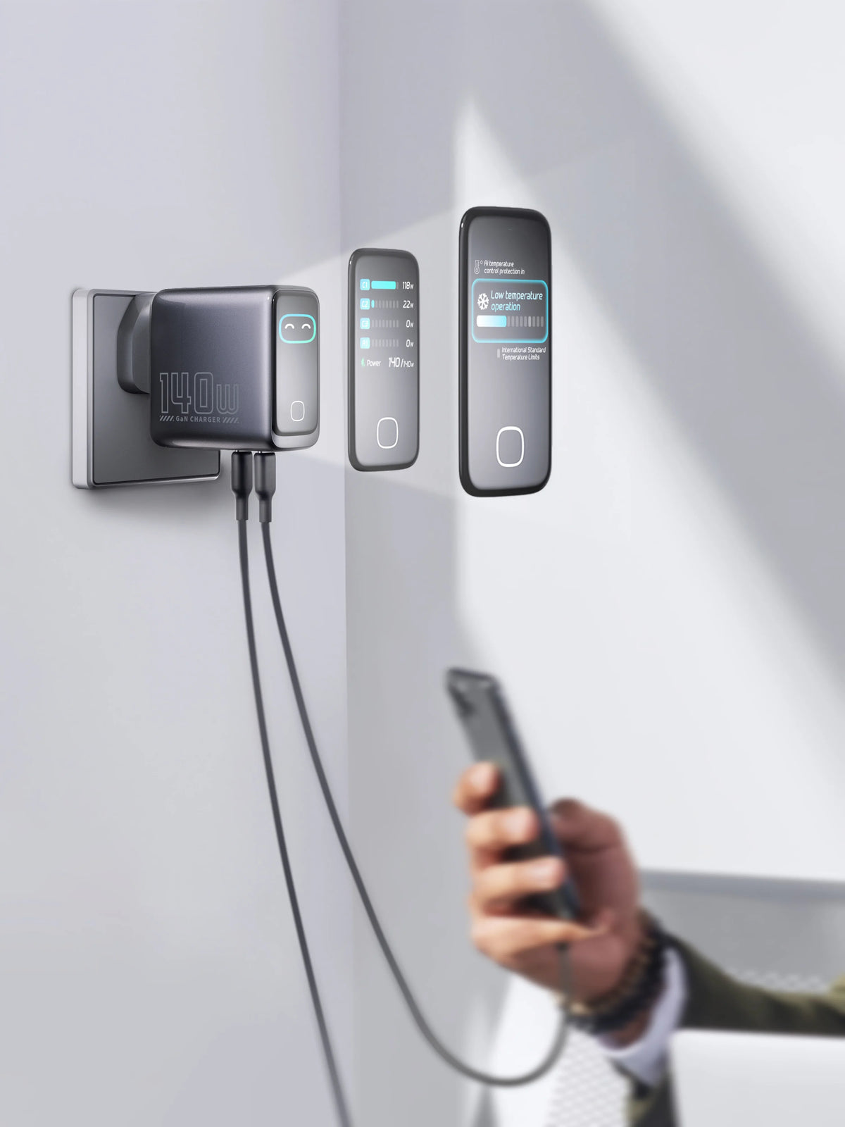 Powerology Voltflow Ga N Wall Charger PD 140 W with USB-C-C Cable - Black – image 2