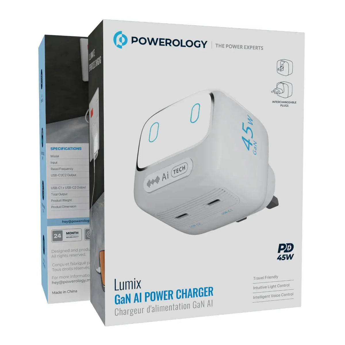 Powerology Lumix Gan Ai Power Charger White – image 4