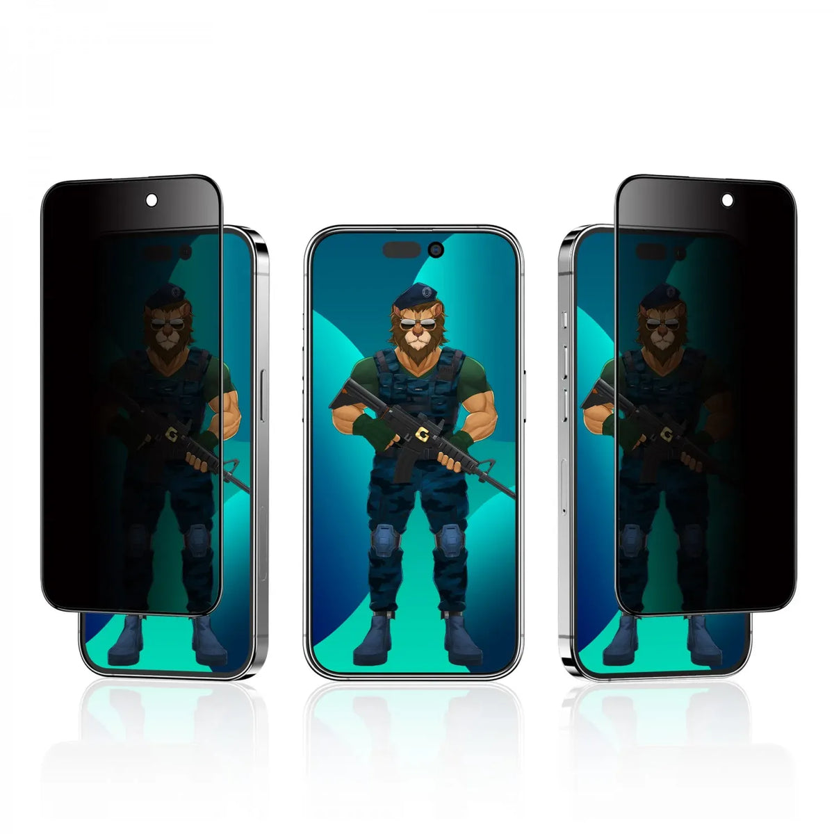 Green 3d Pet Privacy Glass Screen Protector for Iphone 13 Pro Max 14 Plus – image 3