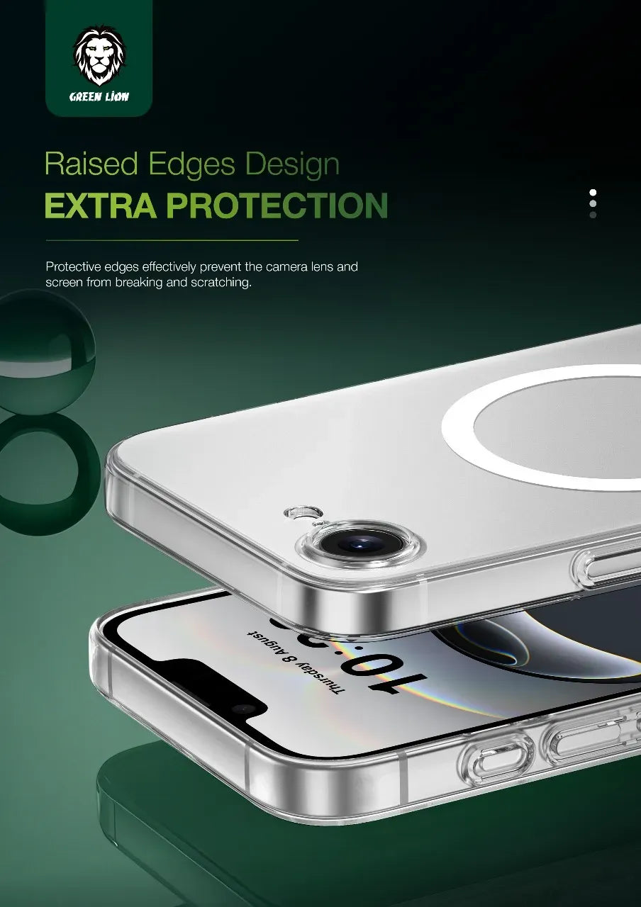 Green Lion MagSafe Delgado Pc Case for Iphone 16e Clear – image 8