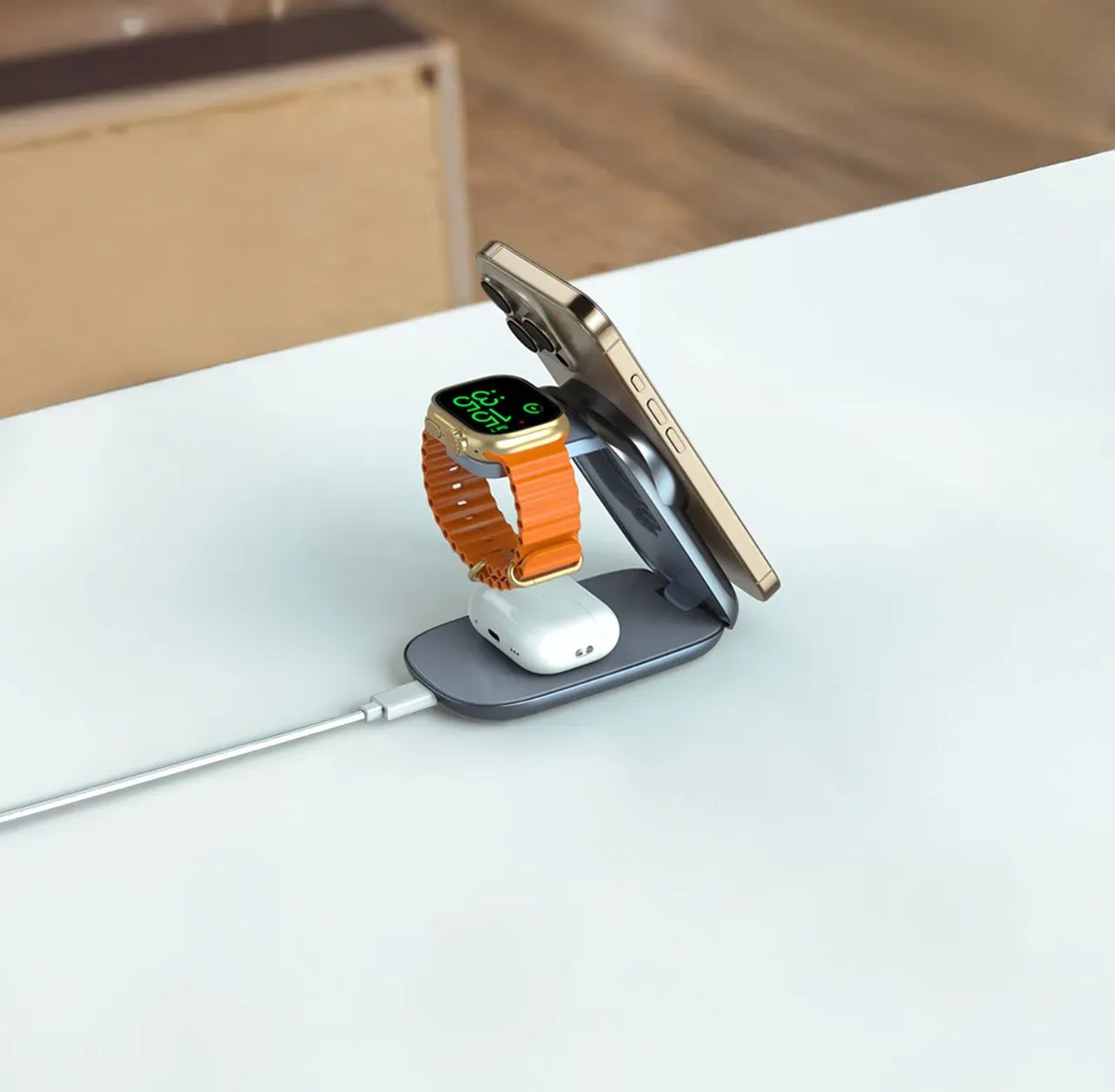 Green Lion 3 in 1 Magfold Wireless Charger Gray – image 4